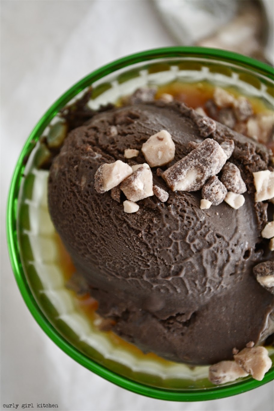 Dark Chocolate Espresso Ice Cream with Toffee and Salted Caramel