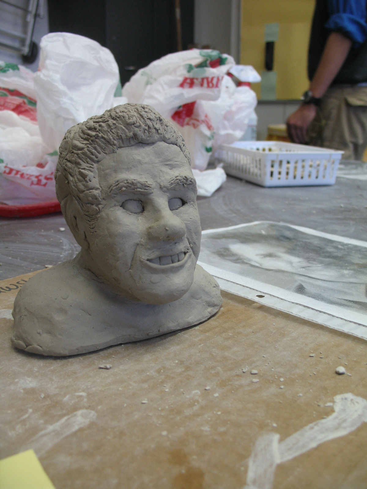 Lane Tech Art Studio Clay Busts of Famous People