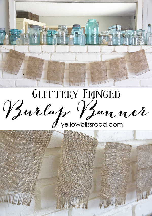 Glitter Fringed Burlap Banner & An All Things Burlap Blog Hop! Yellow