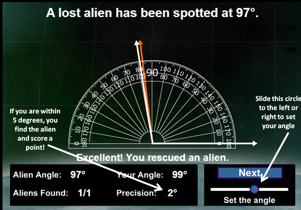 The Elementary Math Maniac Fun and Free Math Computer Games Alien Angles