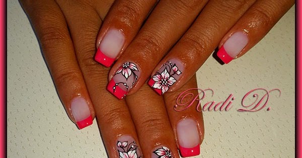 2. Coral and Gold French Tip Nail Design - wide 4