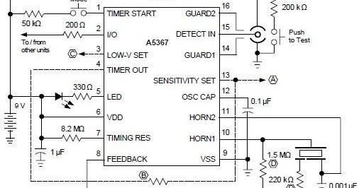 Ionization Smoke Detector Using A5367 | Circuit Wiring