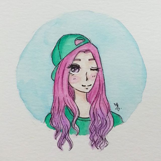 inktober 2015 watercolor girl
