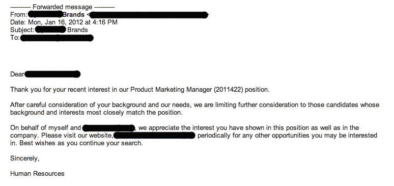 HR Email screenshot