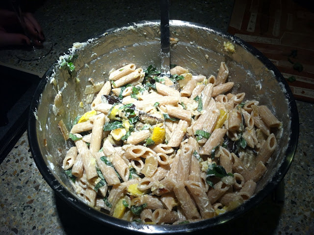 penne squash goat cheese