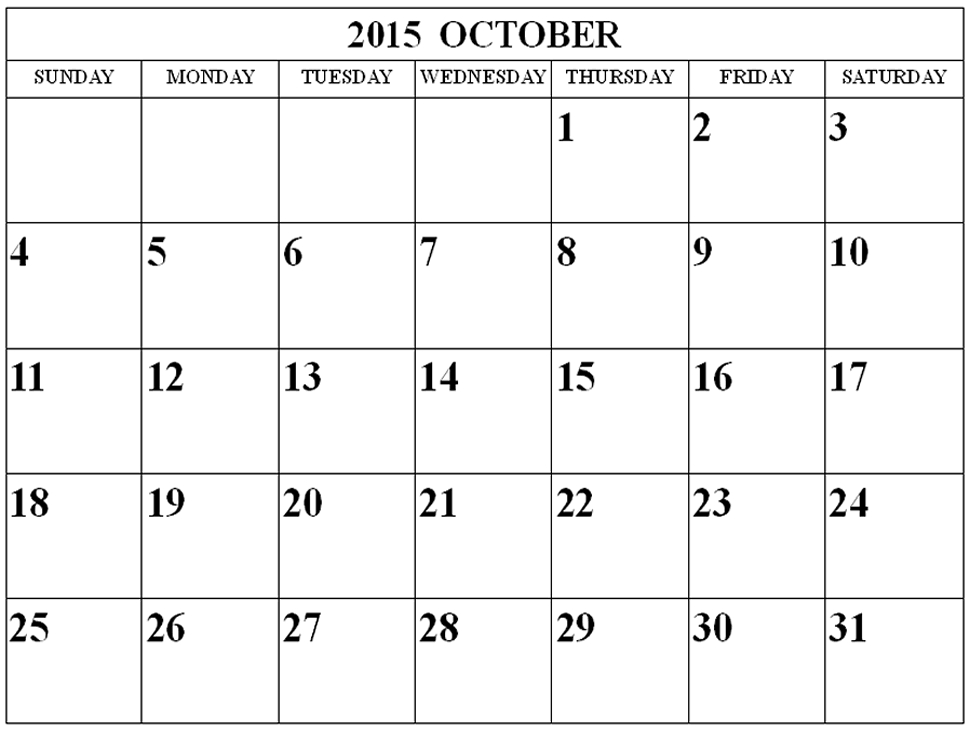 Cute October Calendar Template 2012