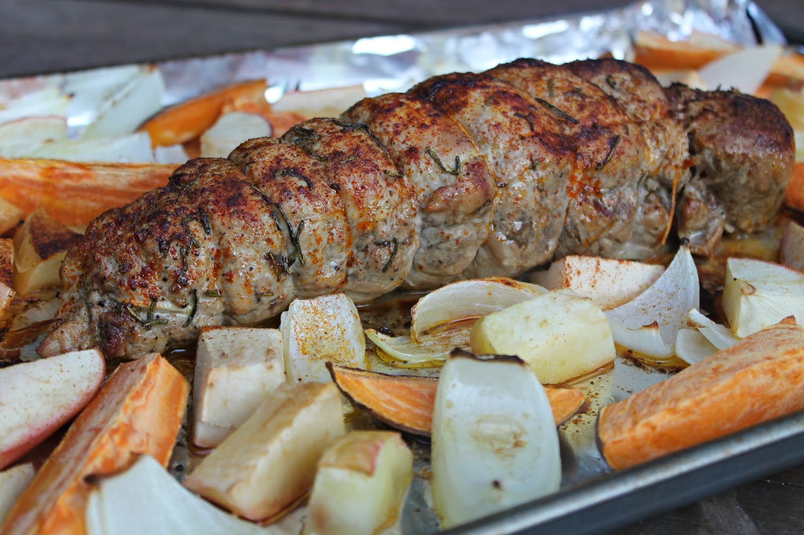 Pork Tenderloin {with Sweet Potatoes, Apples and Onions} Carolina Charm
