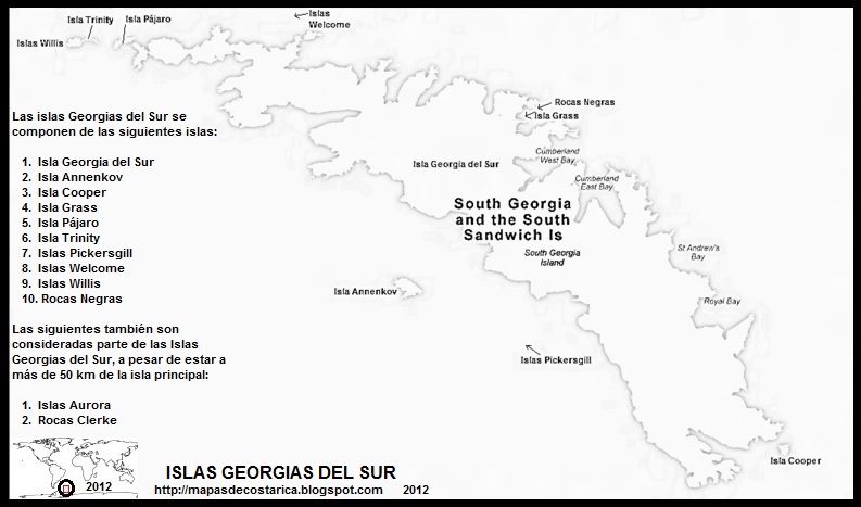 Mapas De Islas Georgias Del Sur Y Sandwich Del Sur Dependencia De America Del Sur