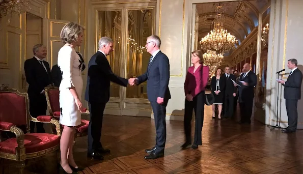 King Philippe and Queen Mathilde of Belgium hosted a reception at the Royal Palace in Brussels - Quenn Mathilde dress stylebop jeweler natan dress