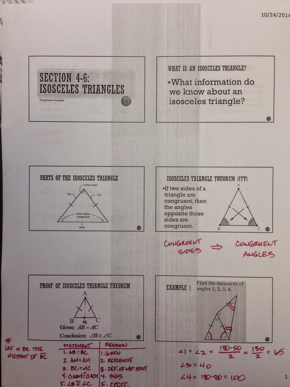 Honors Geometry Vintage High School Section 46 Isosceles triangles