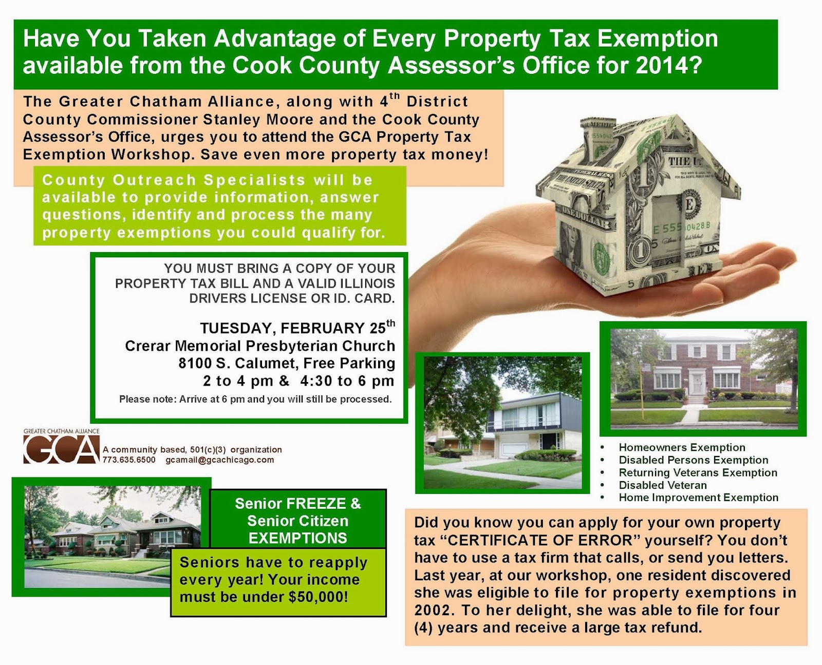 The Sixth Ward EVENT GCA property tax exemption