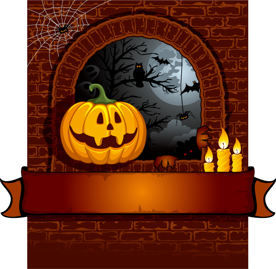 Free Vector がらくた素材庫 ハロウィン飾りの背景 Halloween Cartoon Background イラスト素材