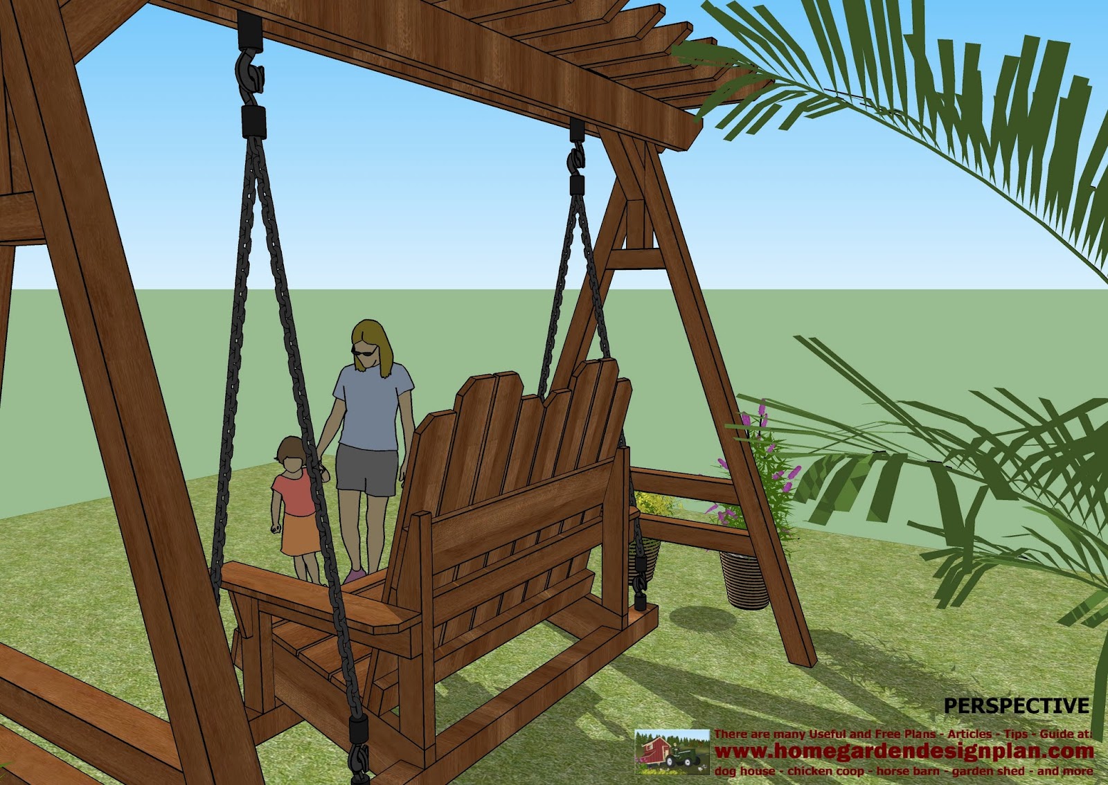 home garden plans SW101 Arbor Swing Plans Construction Graden