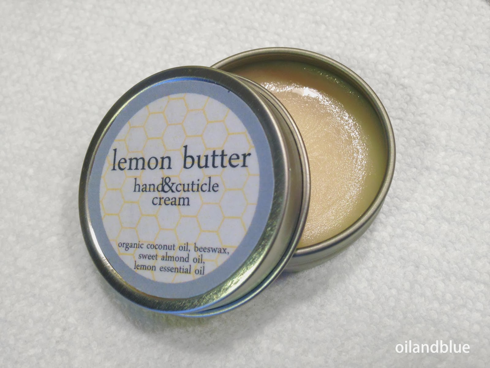 oil and blue DIY LEMON BUTTER HAND AND CUTICLE CREAM