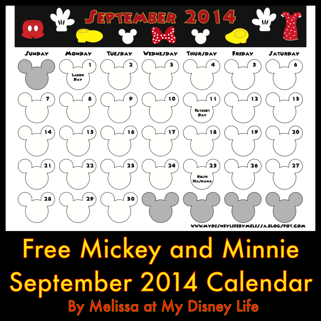 My Disney Life September 2014 Calendar