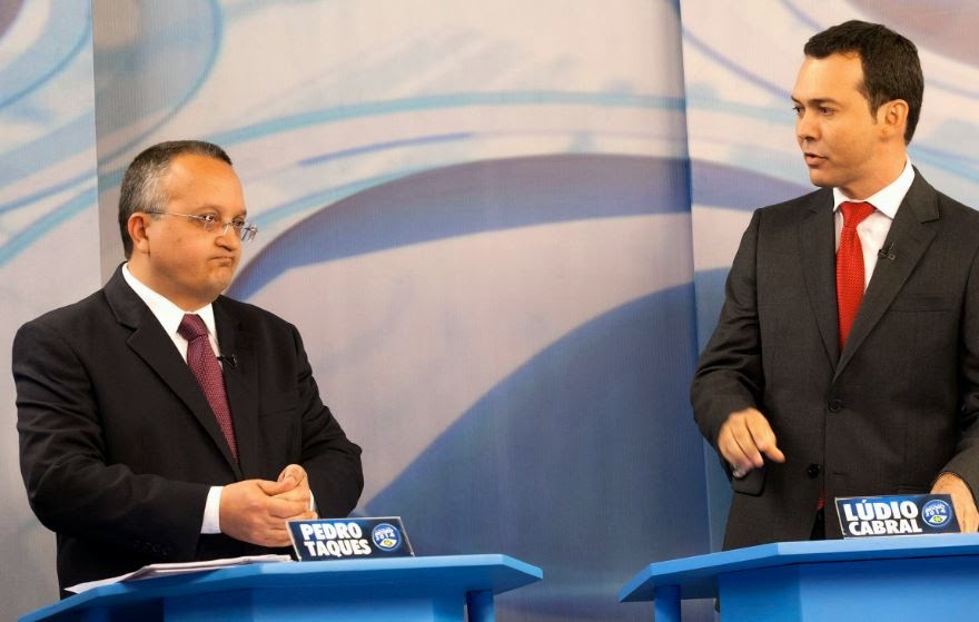 À frente nas pesquisas, Taques e Lúdio polarizaram debate na TV Record