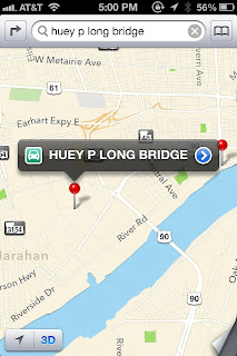 huey p long bridge Apple ios 6 map