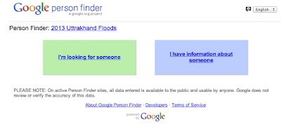 Google Person Finder For Uttarakhand floods Disaster 2013