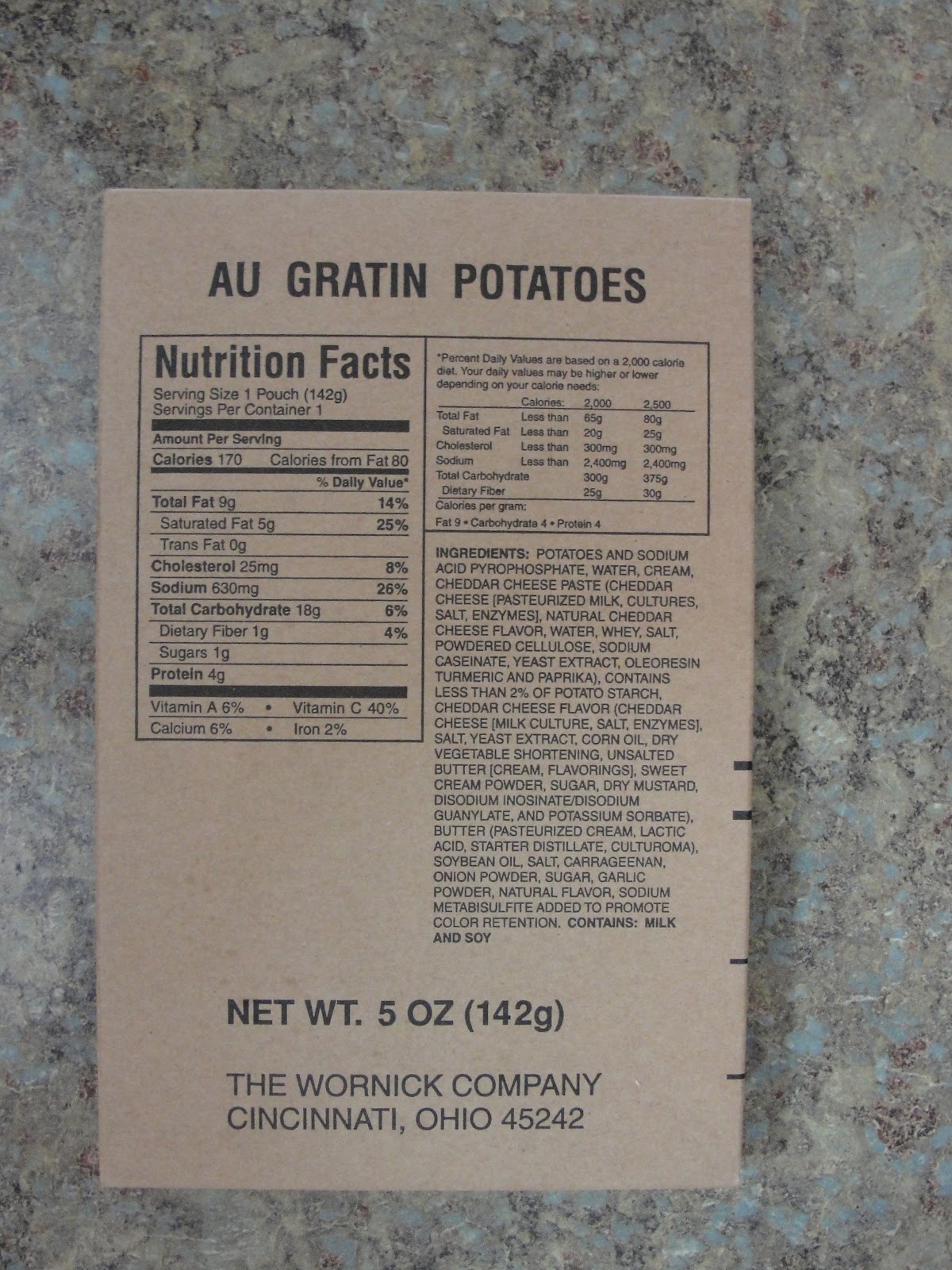 Planning And Foresight MRE Monday Au Gratin Potatoes