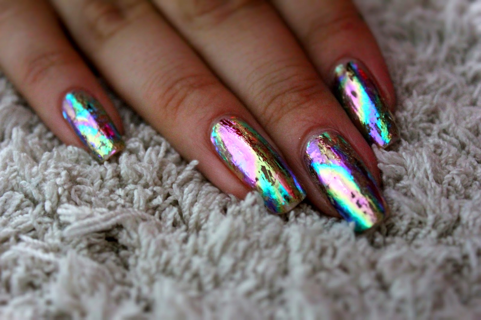 Karina Shreyder Nails done Essence hello foils!