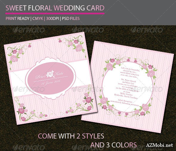 Sweet Floral Wedding Card – GraphicRiver