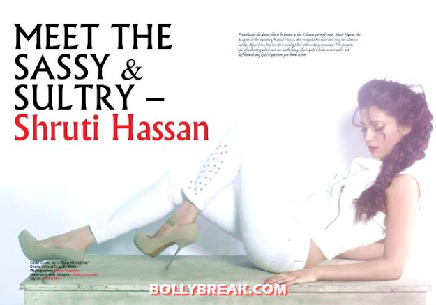 Shruti Hassan white tight pants and top in exhibit magazine - (4) - Shruti Hassan Exhibit Magazine Full scans - 2012