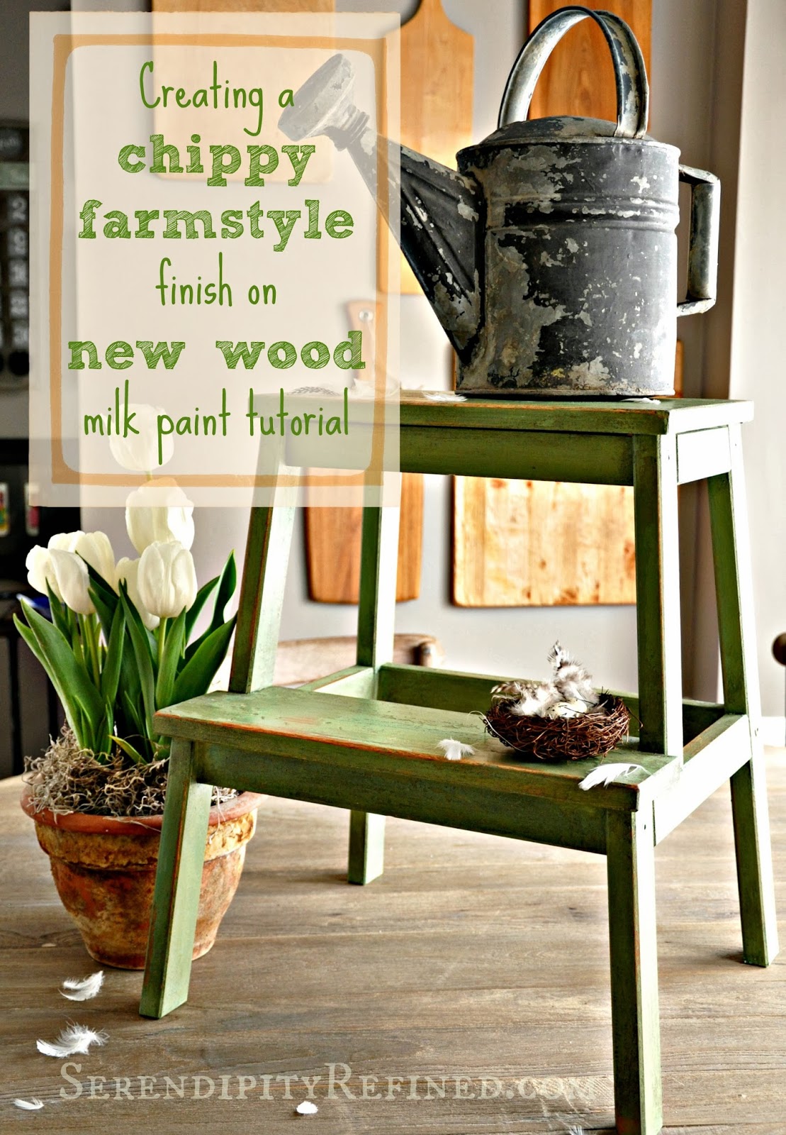 Serendipity Refined Blog Creating a Chippy Farmstyle Finish on New