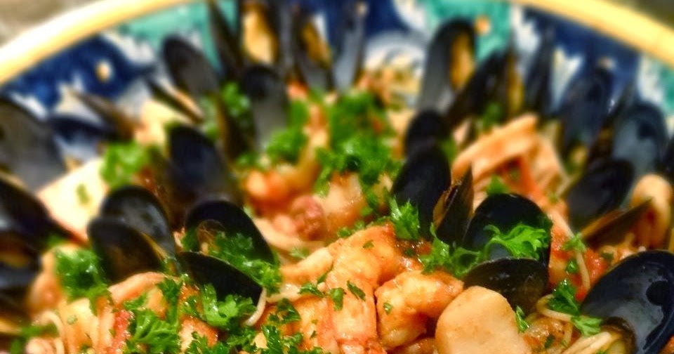 Scrumpdillyicious Seafood Pasta with Mussels, Scallops, Shrimp & Squid