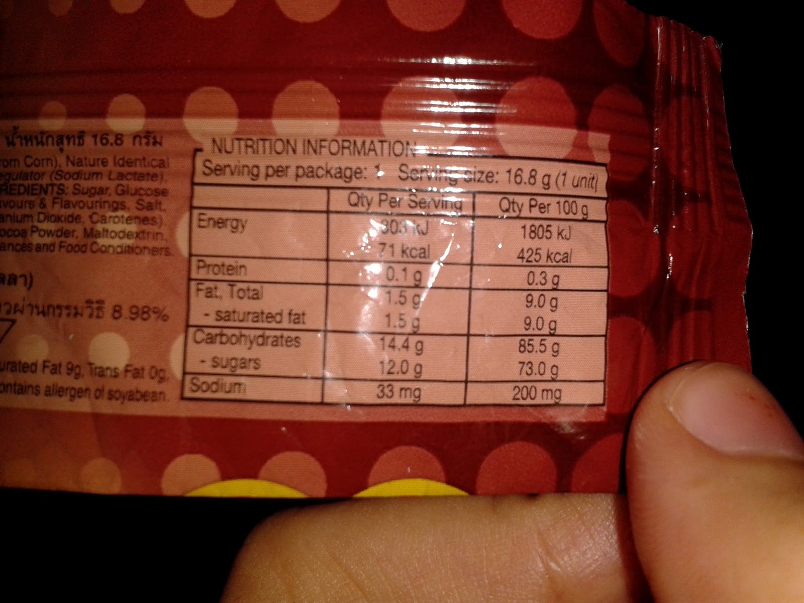 malaysiafoodinformation Nutrition information Chupa Chups twice choco