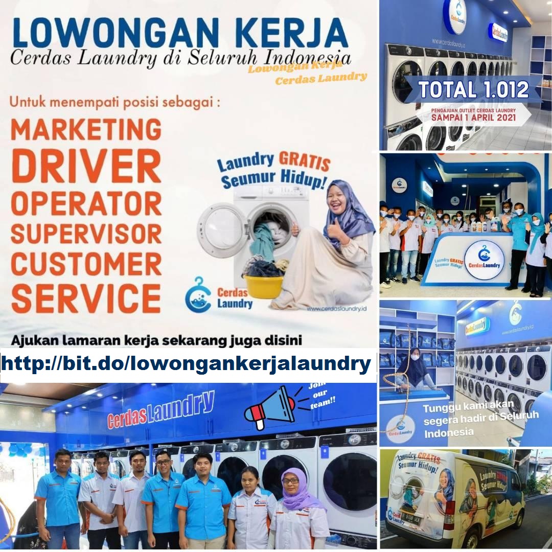 Kami membutuhkan lebih 2.200 karyawan (Untuk outlet Laundry di seluruh wilayah Indonesia)