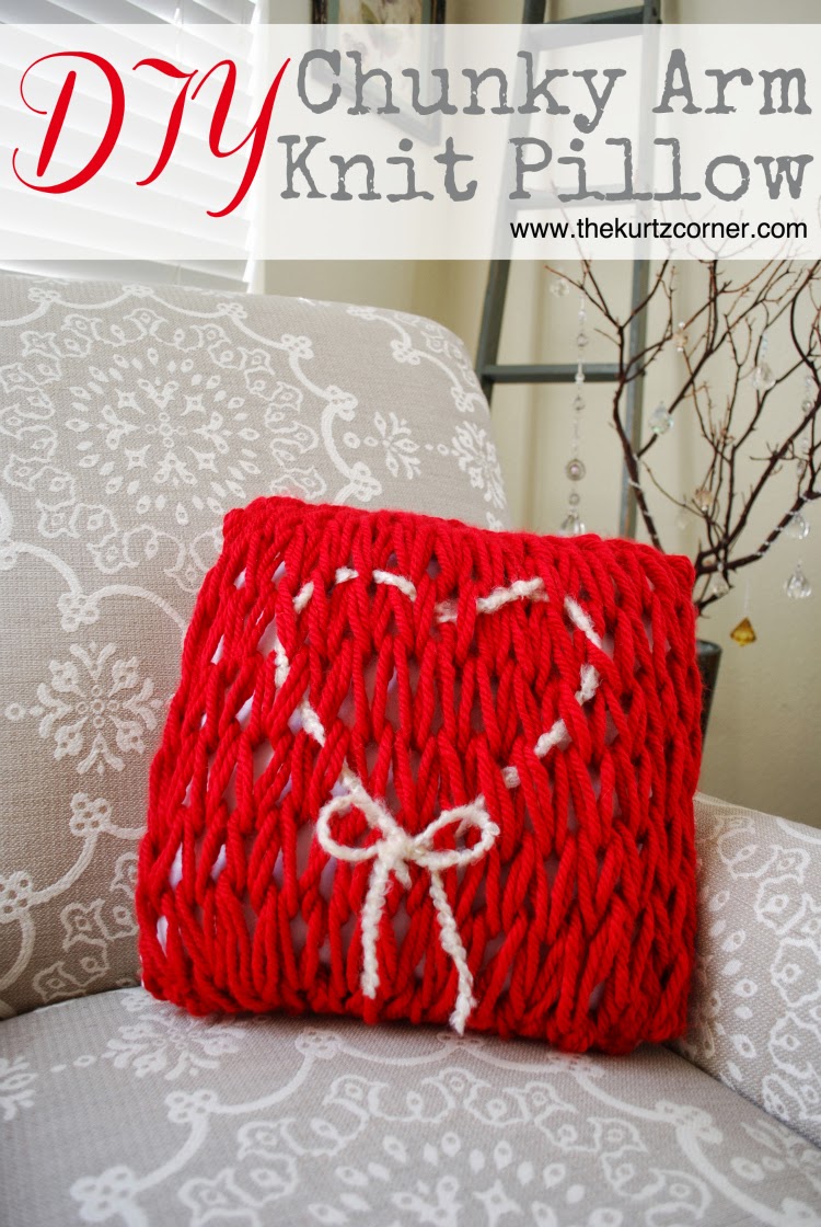 The Kurtz Corner DIY Arm Knit Valentine's Day Pillow