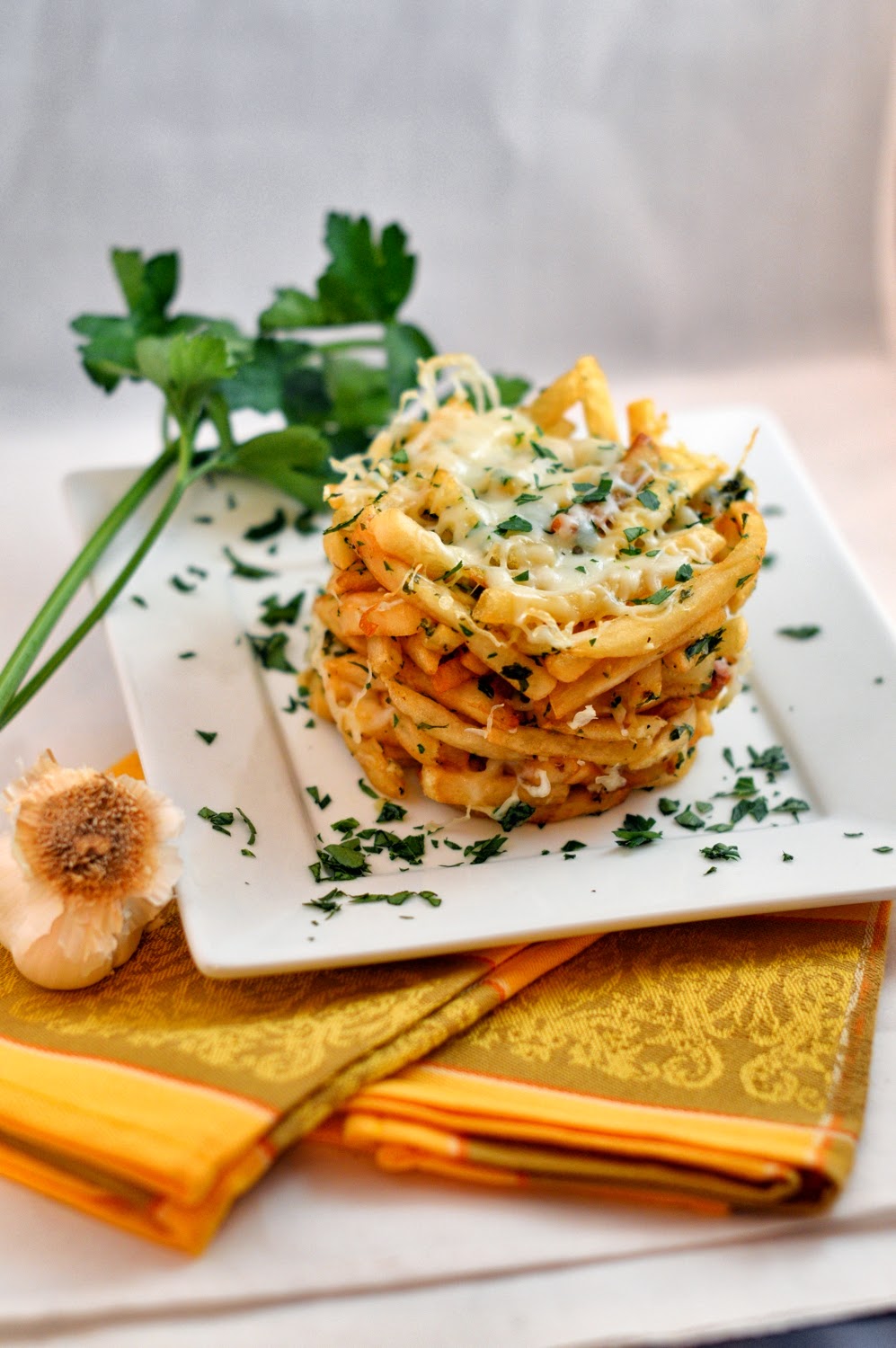 Garlic Parsley French Fry Tower Savory Experiments
