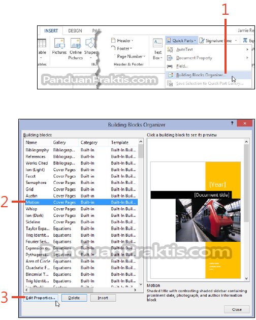 Cara Mengatur Building Block Word 2013