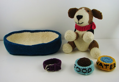 knit dog puppy water food dish toy