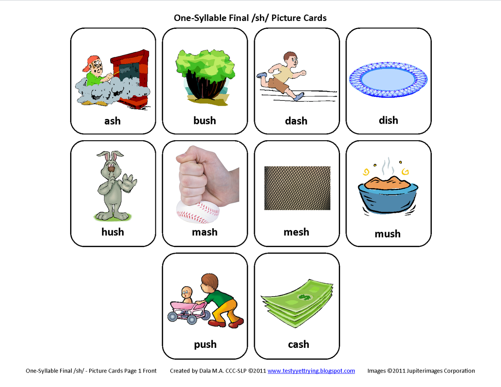 Testy yet trying: Final SH: Free Speech Therapy Articulation Picture Cards