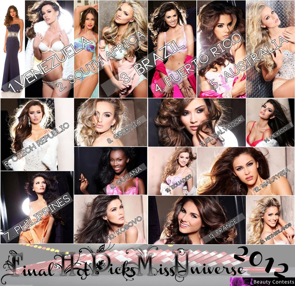 MISS UNIVERSE 2012 FINAL HOT PICKS - By Beauty Contests Blog