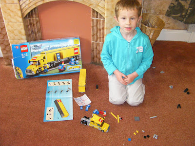 lego yellow truck box and kit