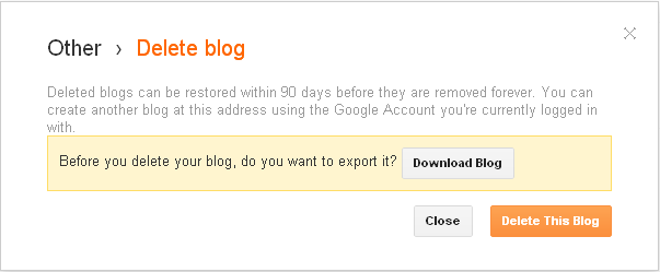 How to delete blogger blog