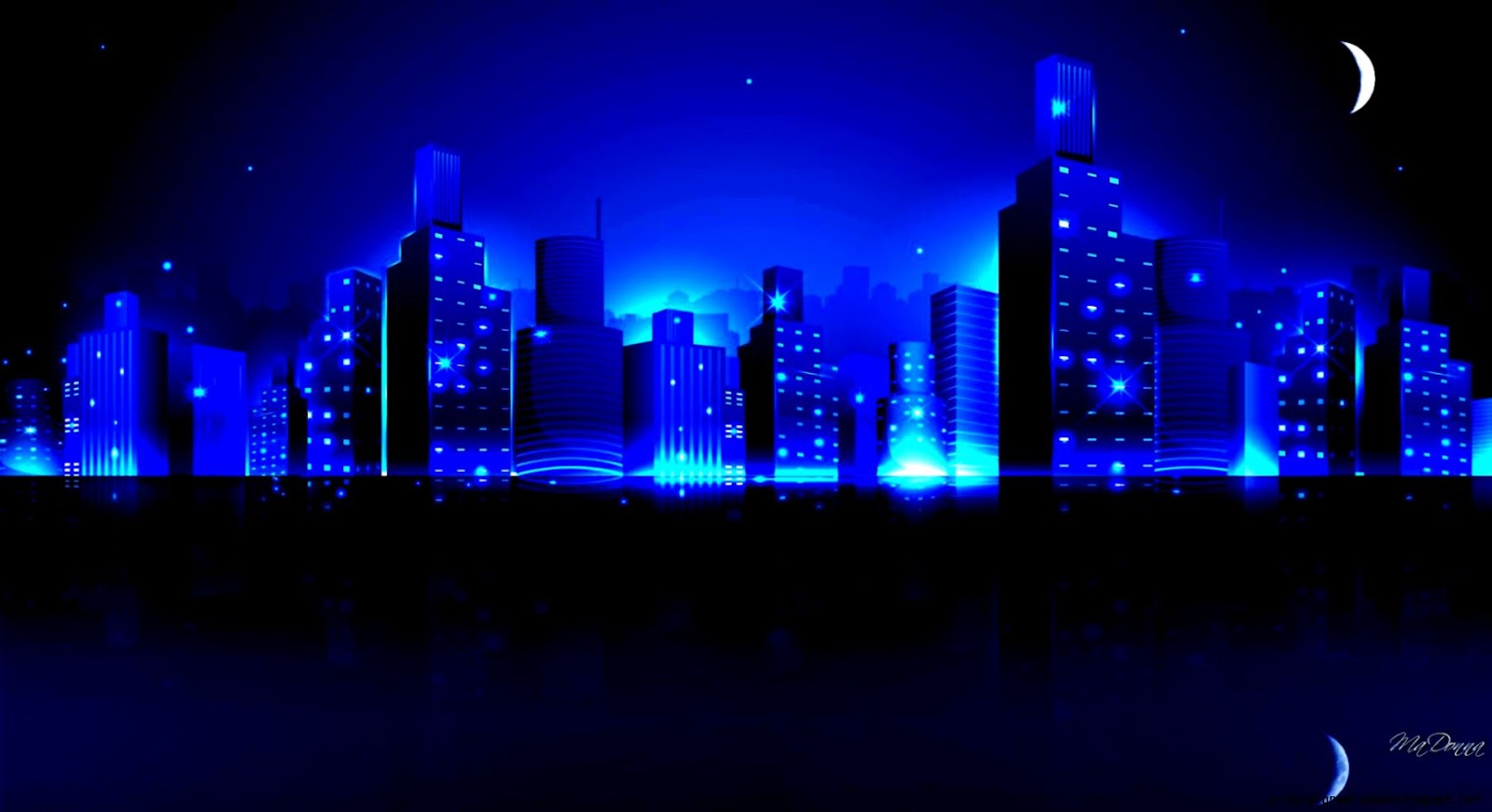 City Of Blues Crescent Moon Bright Night City Of Blues Crescent Moon Bright Night