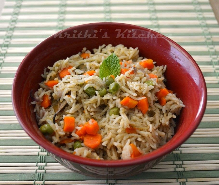 Krithi's Kitchen Easy Vegetable Pulao Pressure cooker Pulao