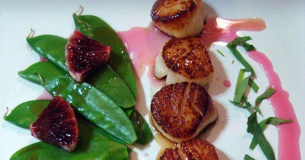 A Couple in the Kitchen Seared Scallops with Blood Orange Gastrique (a