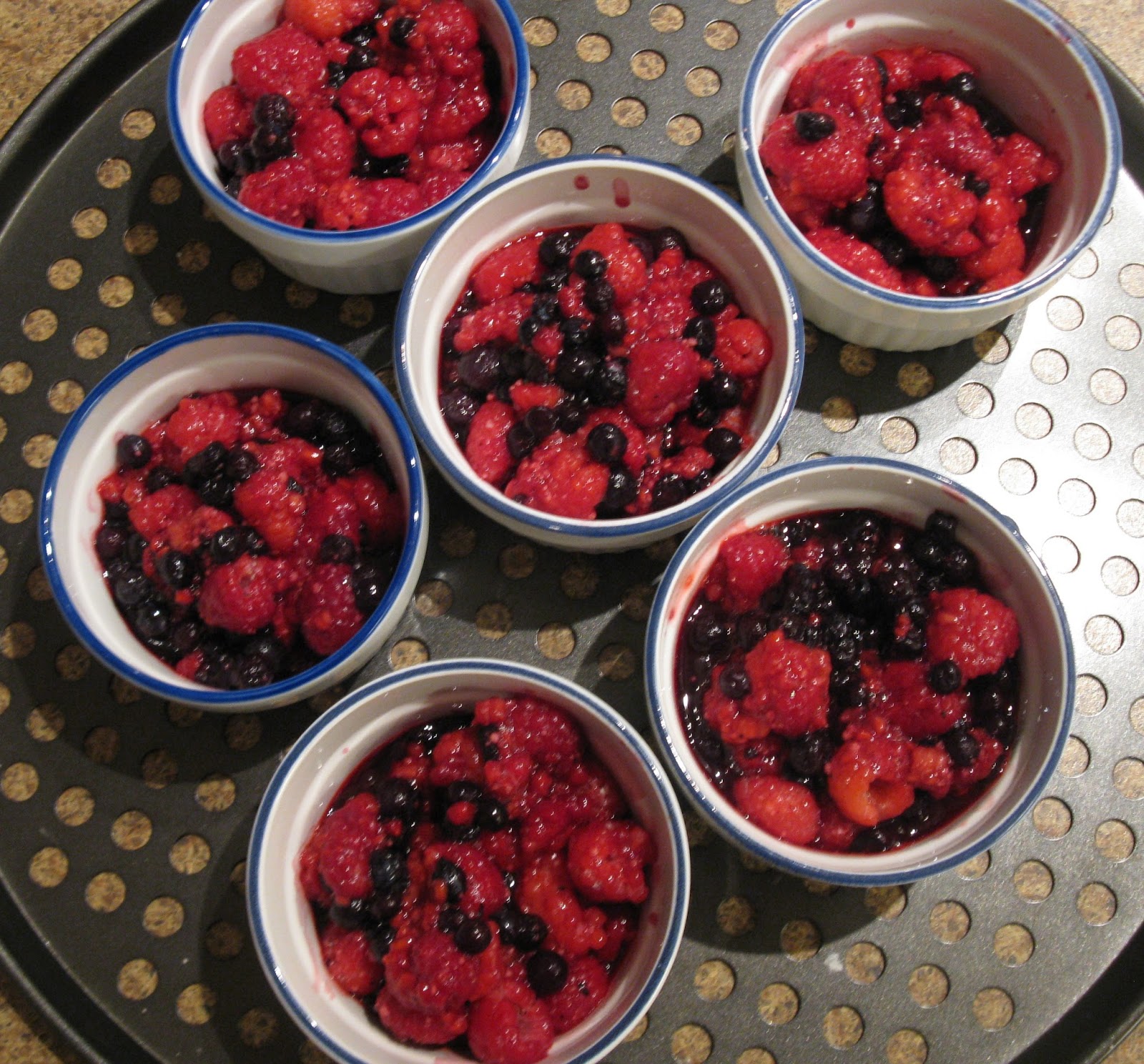 Thel's Kitchen Blueberry, Raspberry and Rhubarb Crisp