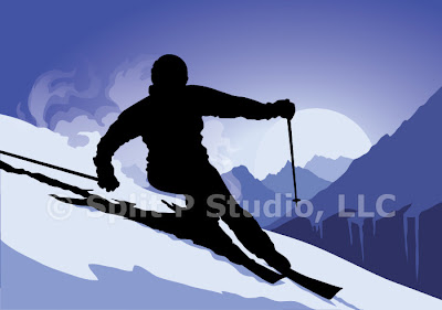 mountain skiing vector art