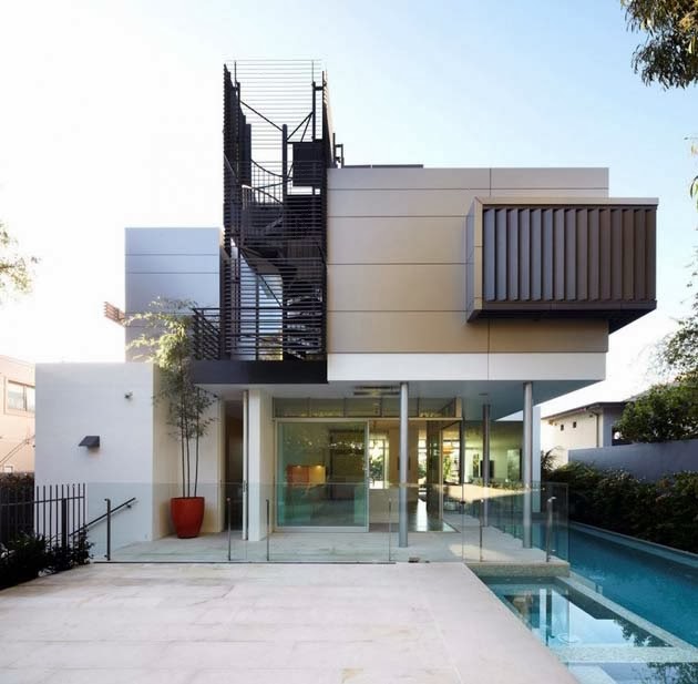 Desain Rumah 888 Rumah Modern Dengan Tangga Luar Spiral