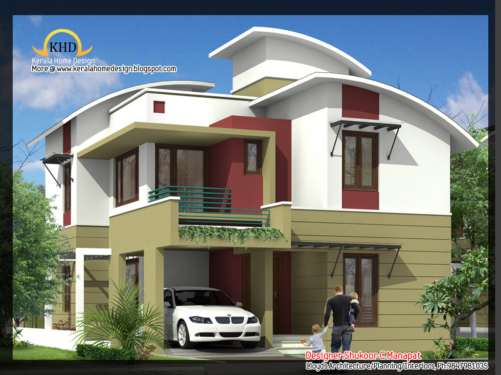 2035 Sq Ft 4 Bedroom Contemporary Villa Elevation and Plan home
