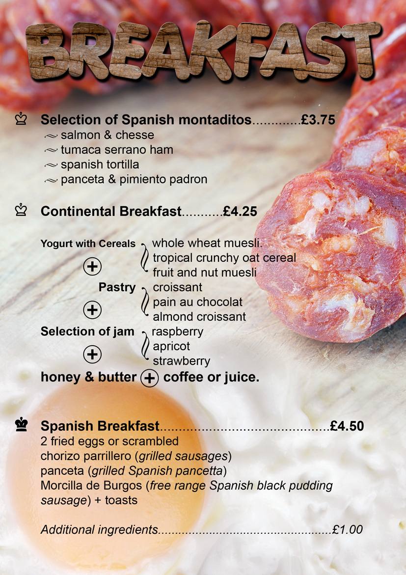Graphic Design: Breakfast Menu - Tapeo Restaurant - London