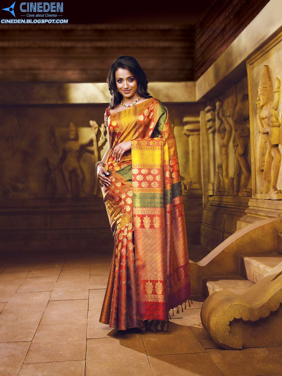 Trisha Krishnan hot Stills in Silk Saree from Pothys Advertisement