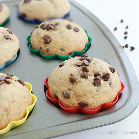 Chocolate Chip Cookie Muffins • Table for Seven