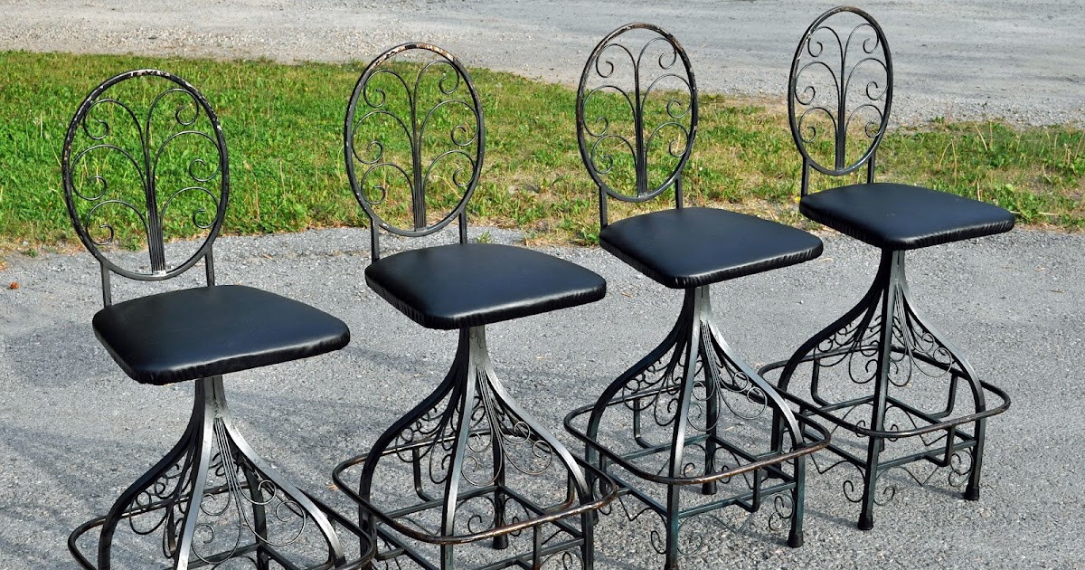 Antiques On Kent SOLD Mid Century Wrought Iron Bar Stools
