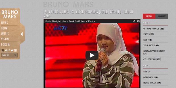 Bruno Mars Tampilkan Video Fatin X Factor Indonesia di Situsnya
